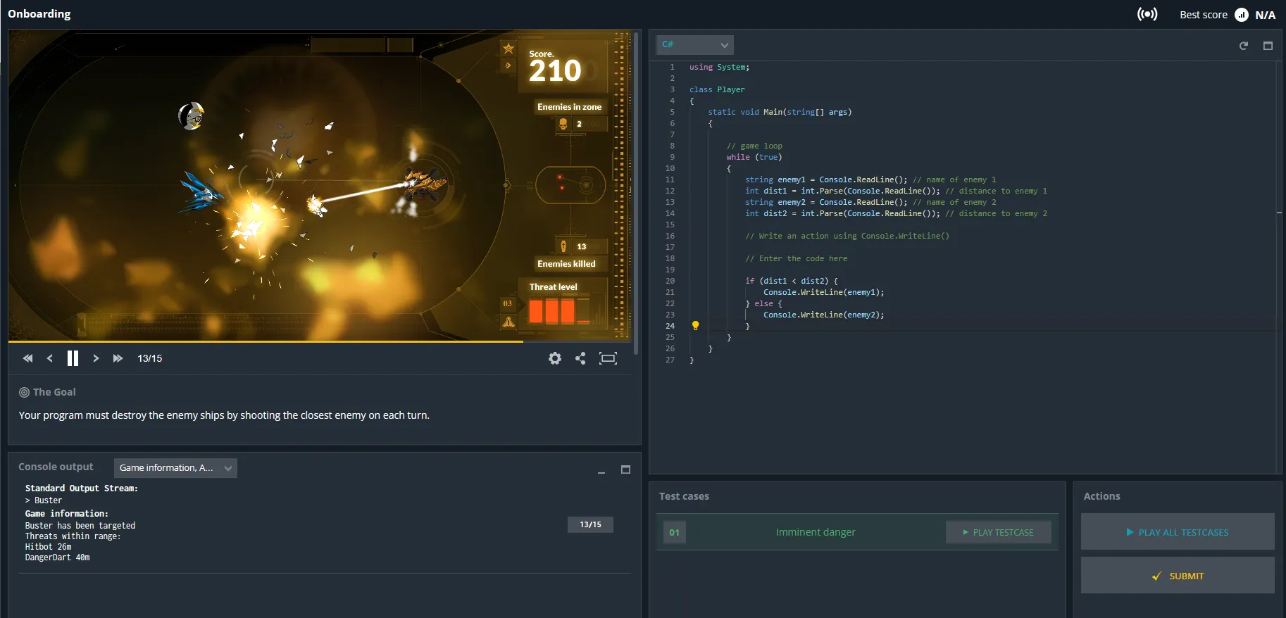 Screen z portalu codingame.com